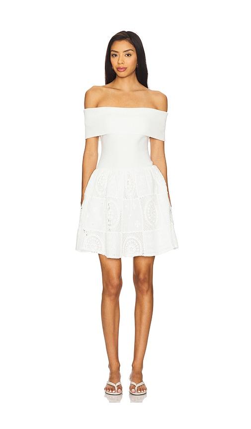 line & dot biva mix-media mini dress in white. - size s (also in xs)