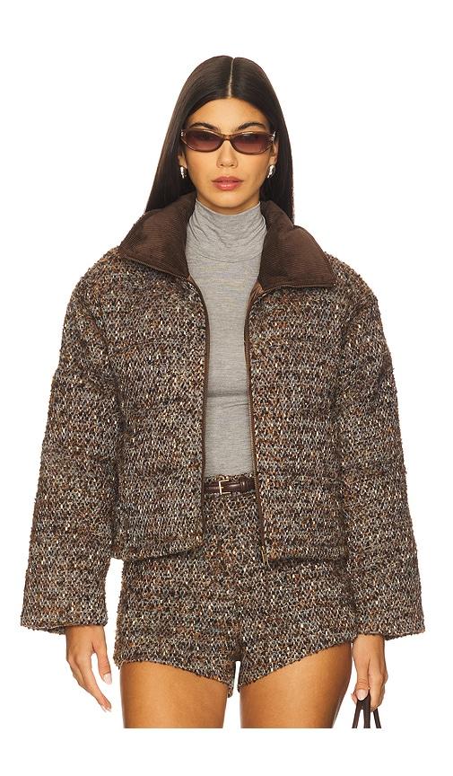 line & dot clyde puffer jacket in brown. - size l (also in m)