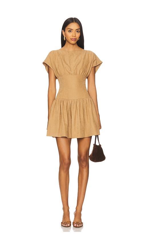 line & dot cooper mini dress in tan. - size l (also in m)