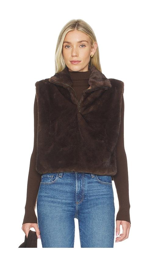 line & dot dane faux fur top in brown. - size m/l (also in xs/s)