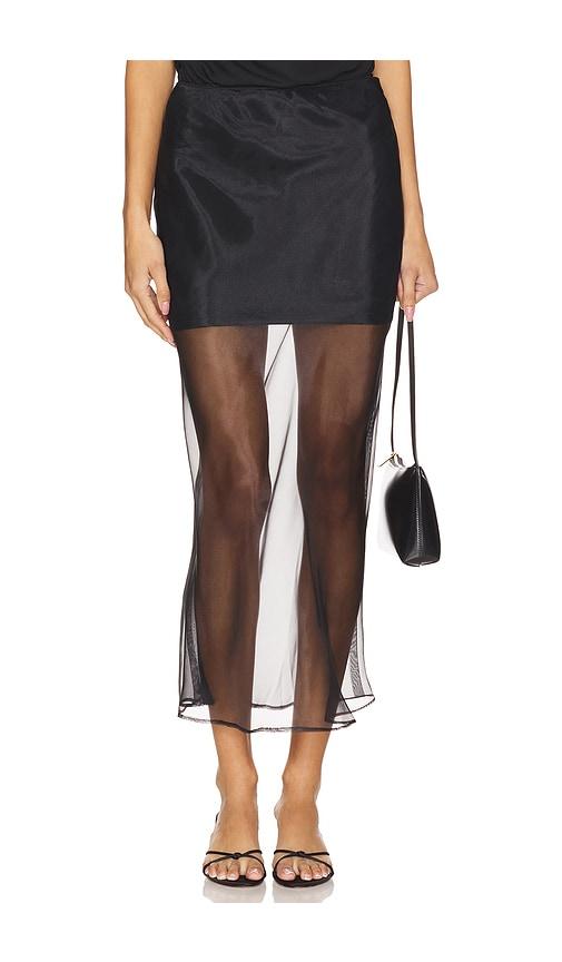 line & dot denman midi skirt in black. - size m (also in s, xs)