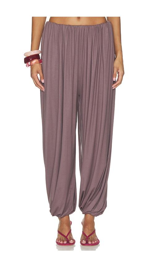line & dot diane draped knit pants in mauve. - size l (also in s, xs, m)