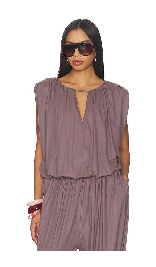 line & dot diane knit top in mauve. - size l (also in m, s, xs)