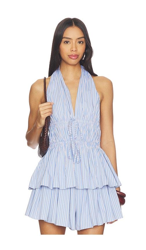 line & dot eleni top in blue. - size l (also in m, s, xs)