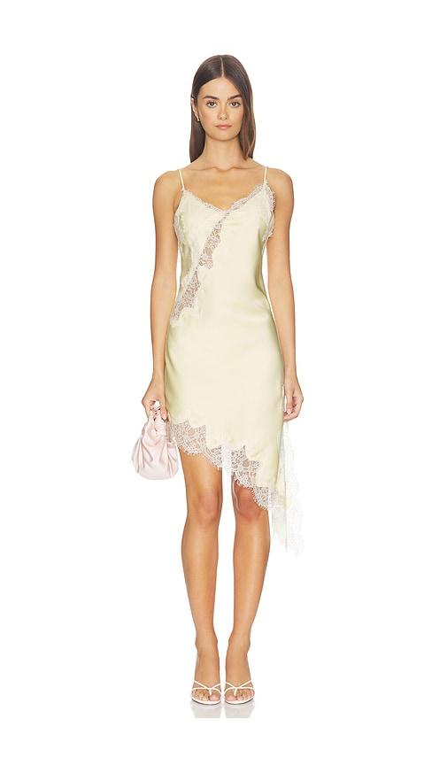line & dot emel asymmetrical dress in yellow. - size l (also in s)