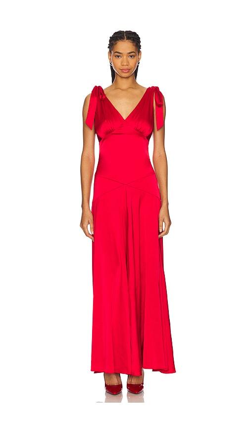 line & dot harles maxi dress in red. - size m (also in s)