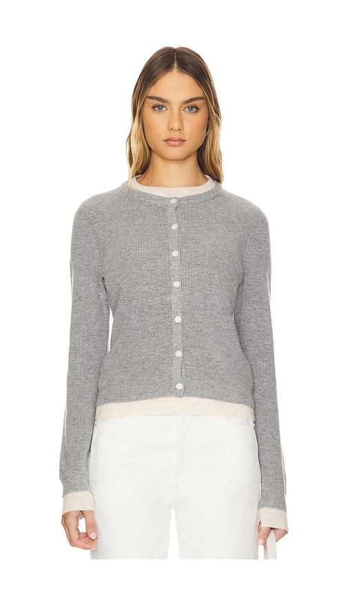 line & dot hutch double layer cardigan in grey. - size l (also in s, xs, m, xl)
