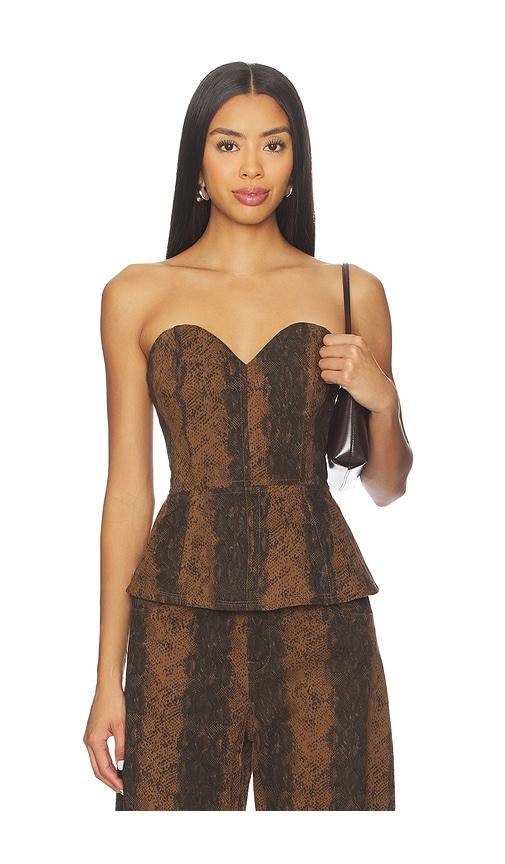 line & dot iggy peplum top in brown. - size l (also in s, xs, m)