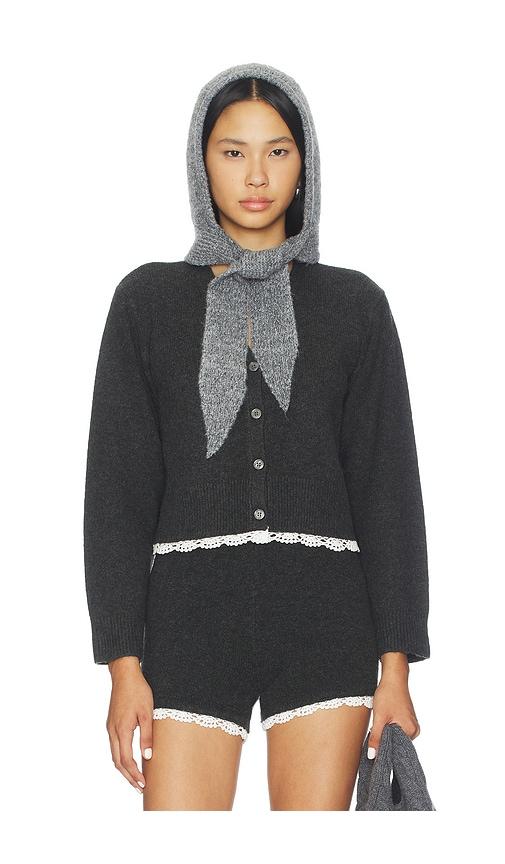 line & dot inara cardigan in charcoal. - size l (also in s, xs, m)