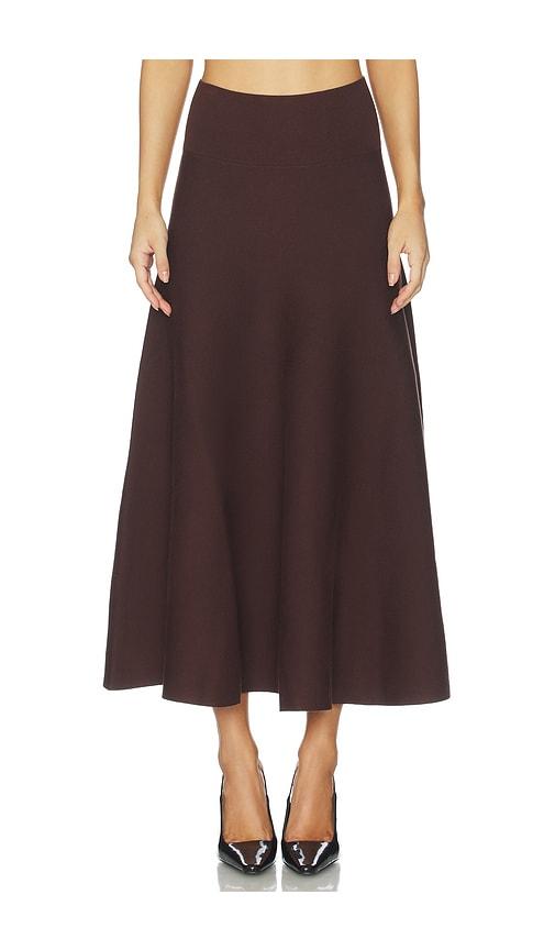 line & dot kingston knit sweater skirt in brown. - size l (also in s, xs)