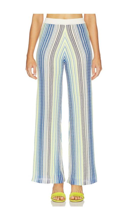 line & dot kit striped knit sweater pants in blue,green. - size l (also in m, s, xs)