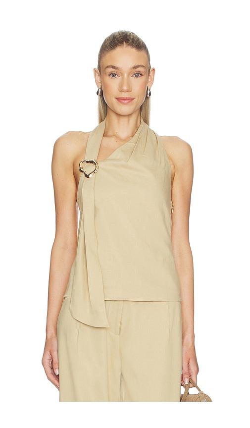 line & dot lelio top in tan. - size l (also in m, s, xs)