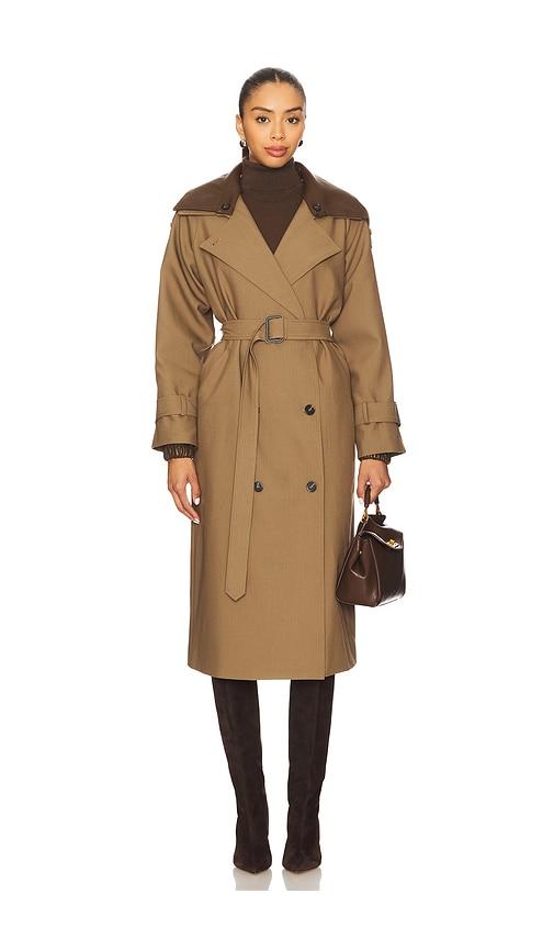 line & dot linden trench coat in tan. - size l (also in m, s, xs)