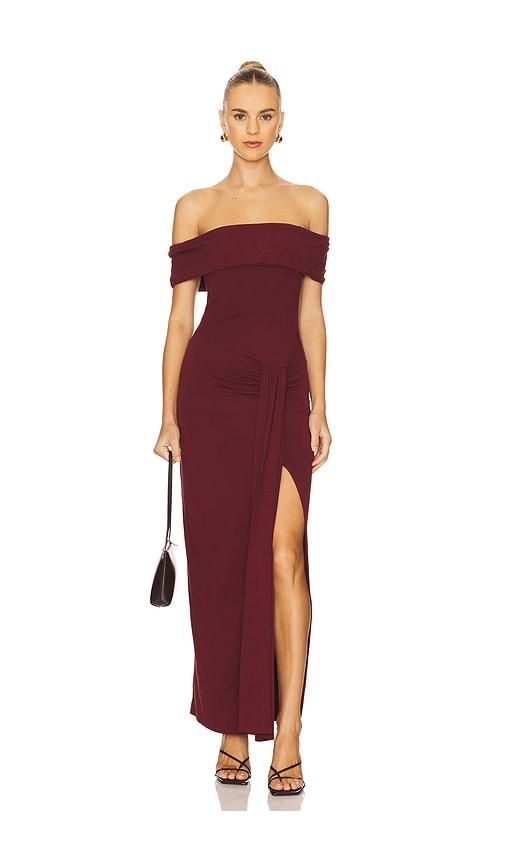 line & dot mazzy knit dress in burgundy. - size l (also in s, xs, m)