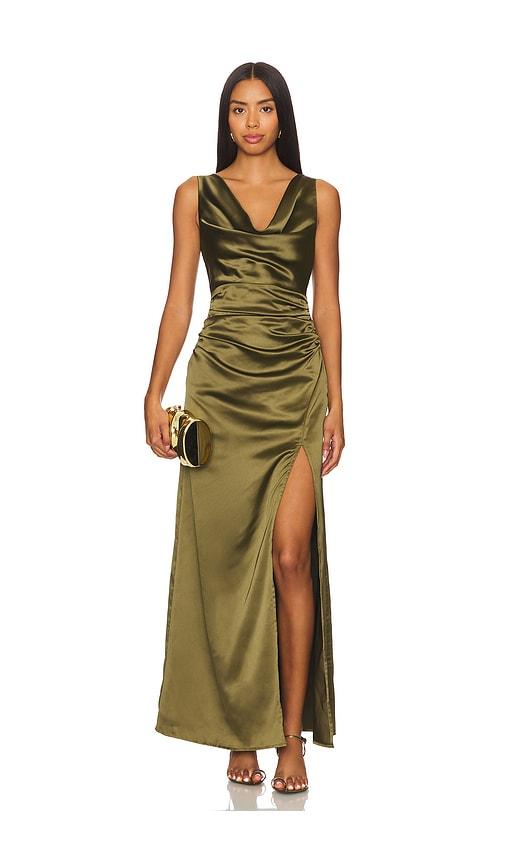 line & dot melissa dress in olive. - size s (also in xs)