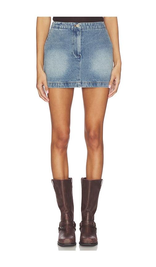 line & dot mottle mini skirt in blue. - size m (also in s, xs)