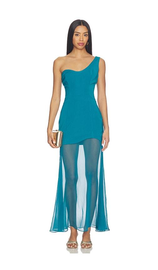 line & dot nikoleta dress in teal. - size l (also in m, s, xs)