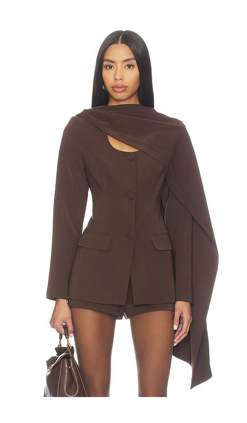 line & dot nimah scarf blazer in brown. - size m (also in s)