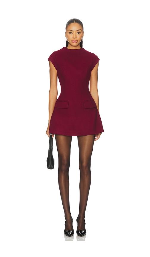 line & dot noelia mini dress in burgundy. - size m (also in s, xs)