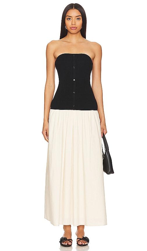line & dot tanner combo dress in black,cream. - size l (also in m)