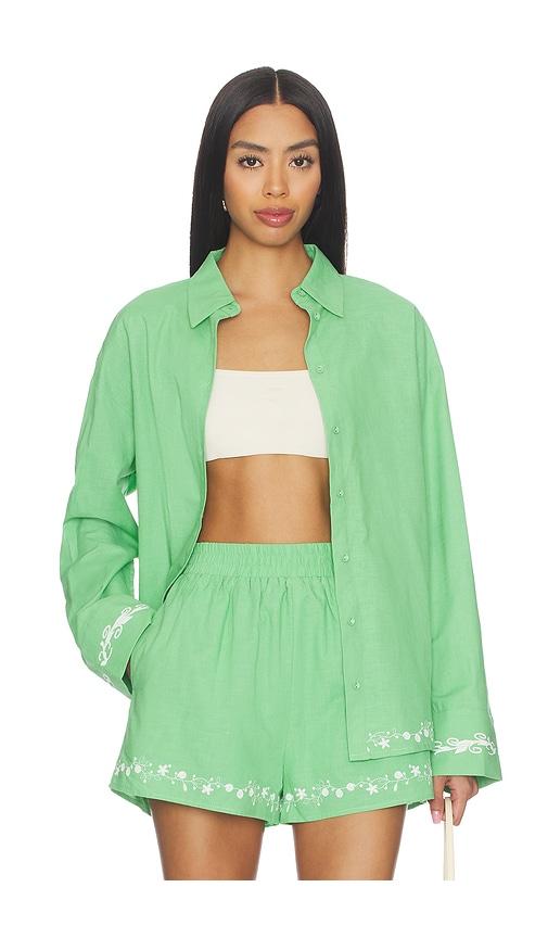 line & dot tippi embroidered shirt in green. - size l (also in m, s, xs)