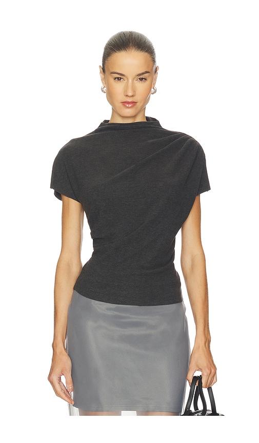 line & dot walker draped top in charcoal. - size l (also in m, s, xs)