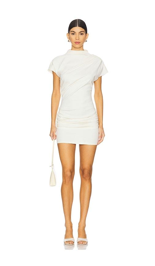 line & dot x revolve archer draped mini dress in cream. - size l (also in s, xs, m)