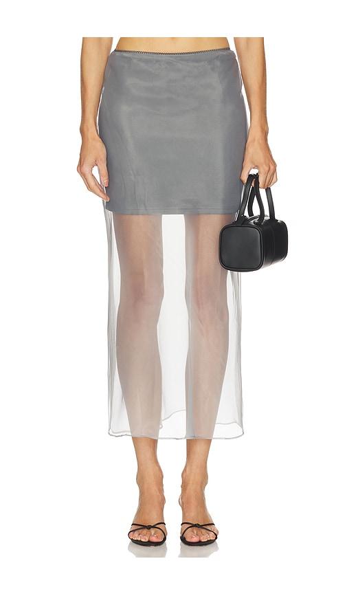 line & dot x revolve denman midi skirt in grey. - size m (also in s)