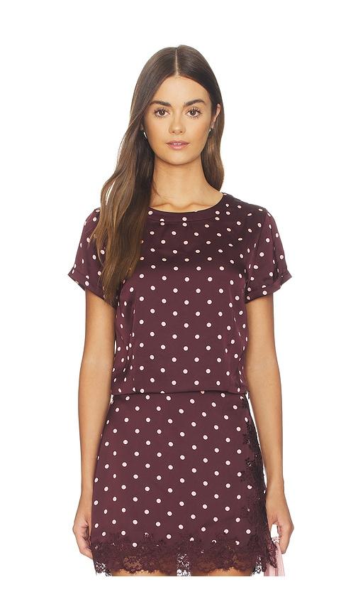 line & dot x revolve raye top in wine. - size l (also in s, xs, m)