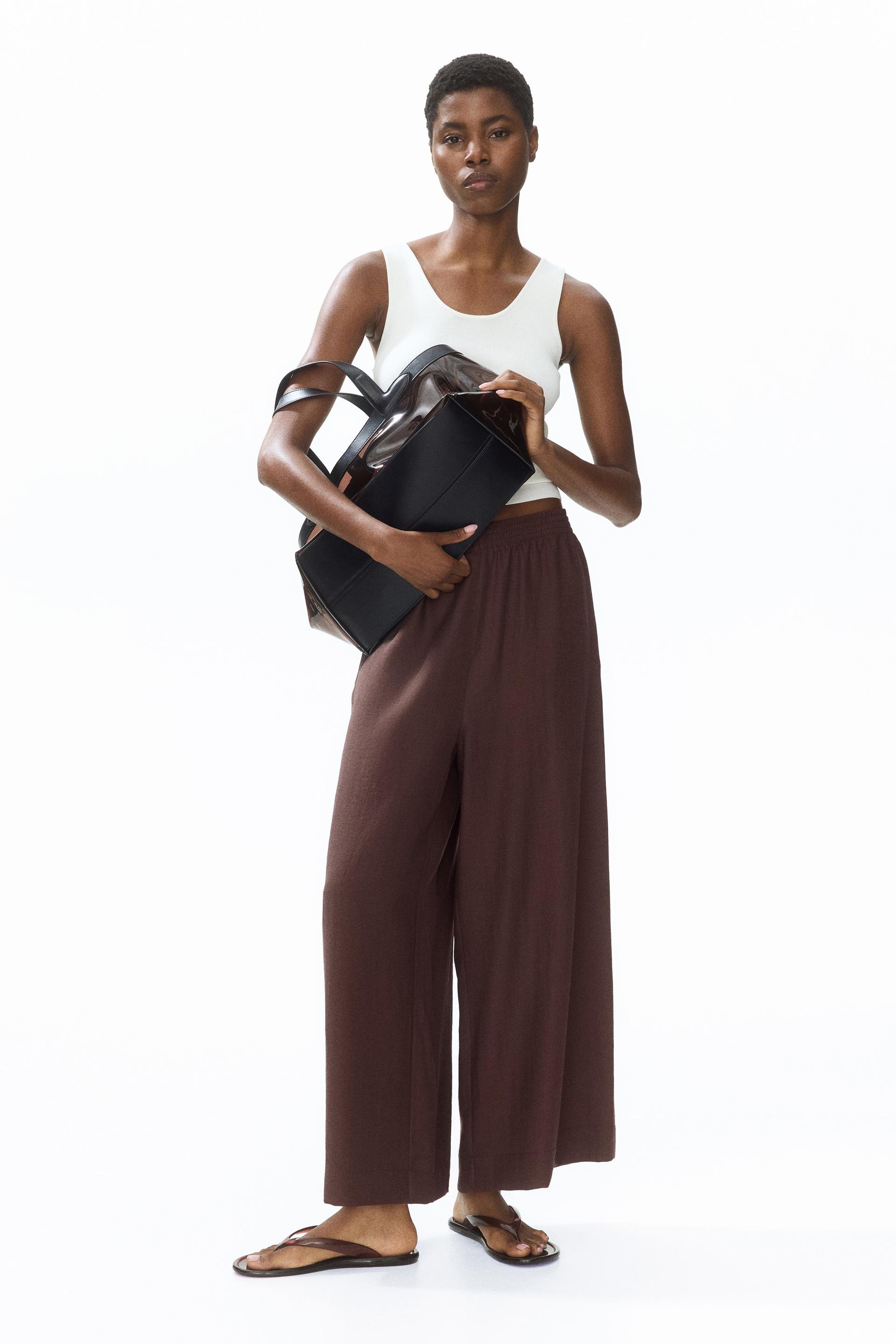 linen-blend ankle-length pants