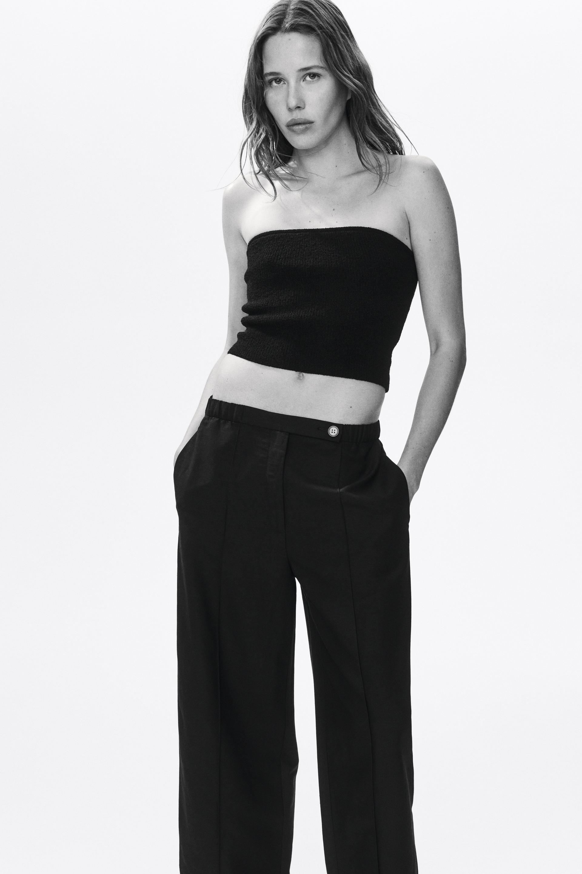 linen-blend barrel-leg pants