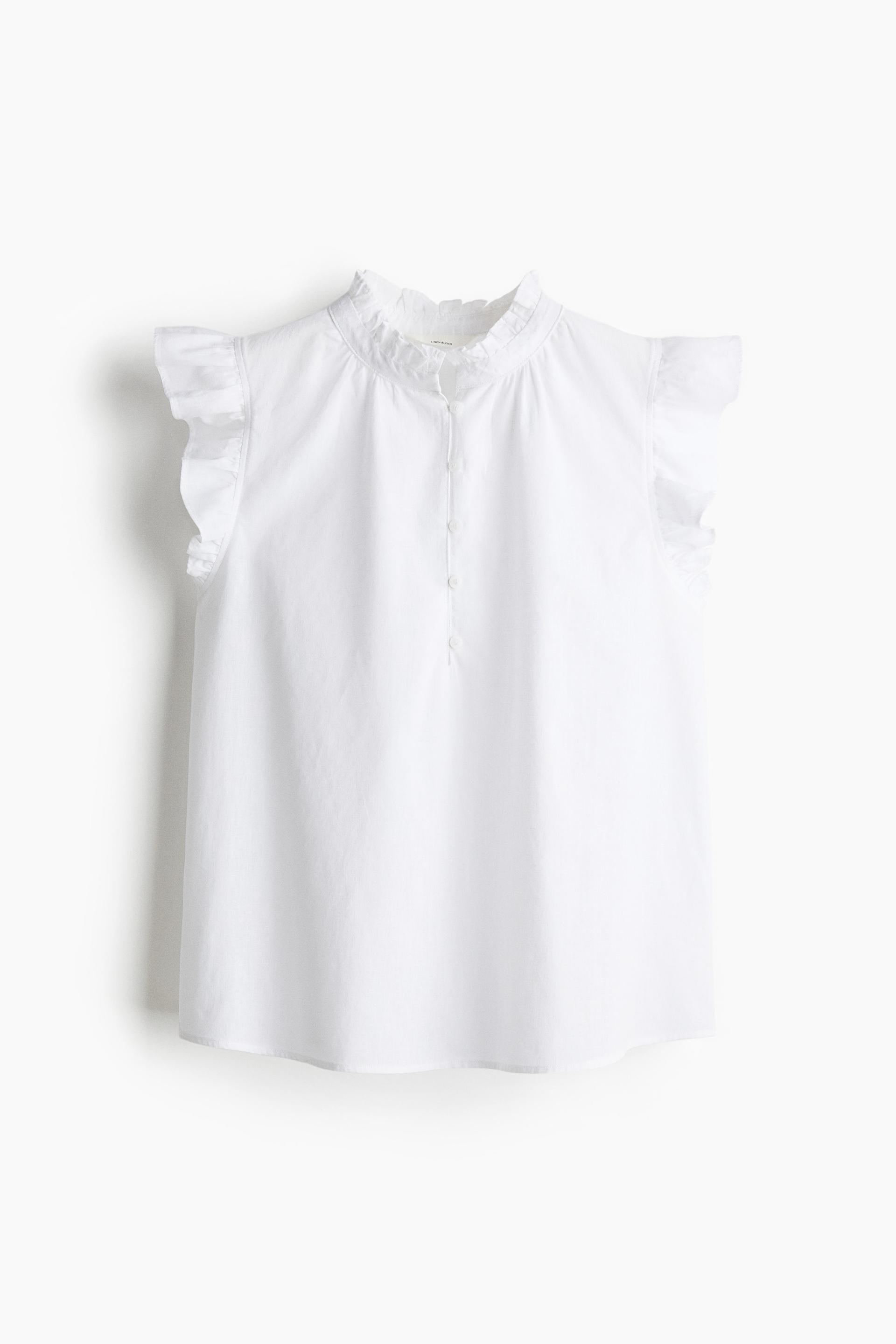 linen-blend blouse