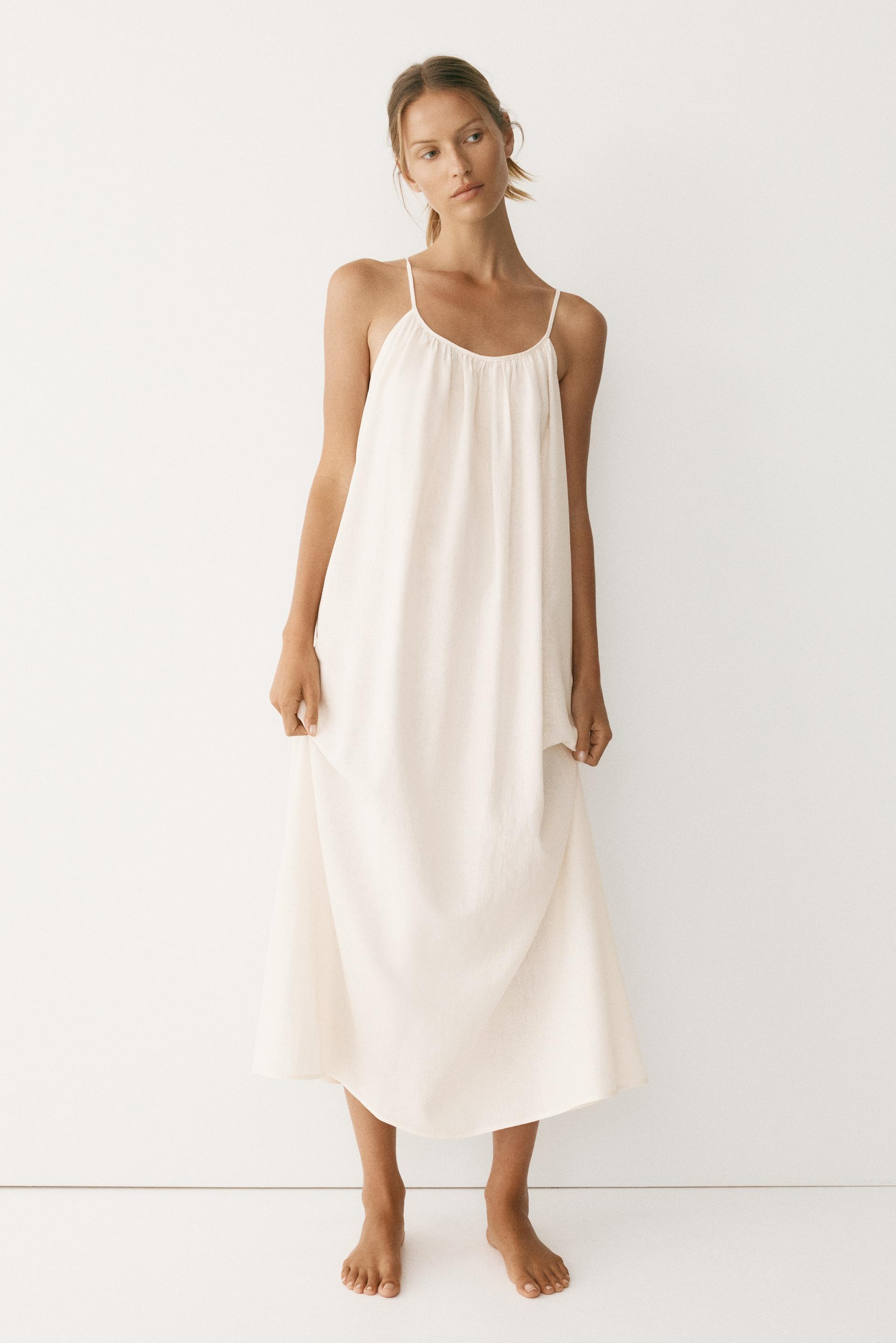 linen-blend casual dress