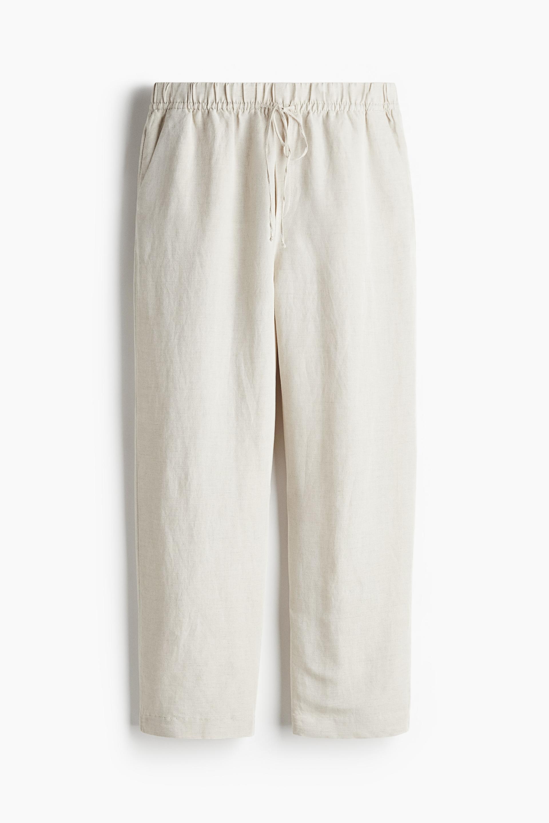 linen-blend drawstring pants
