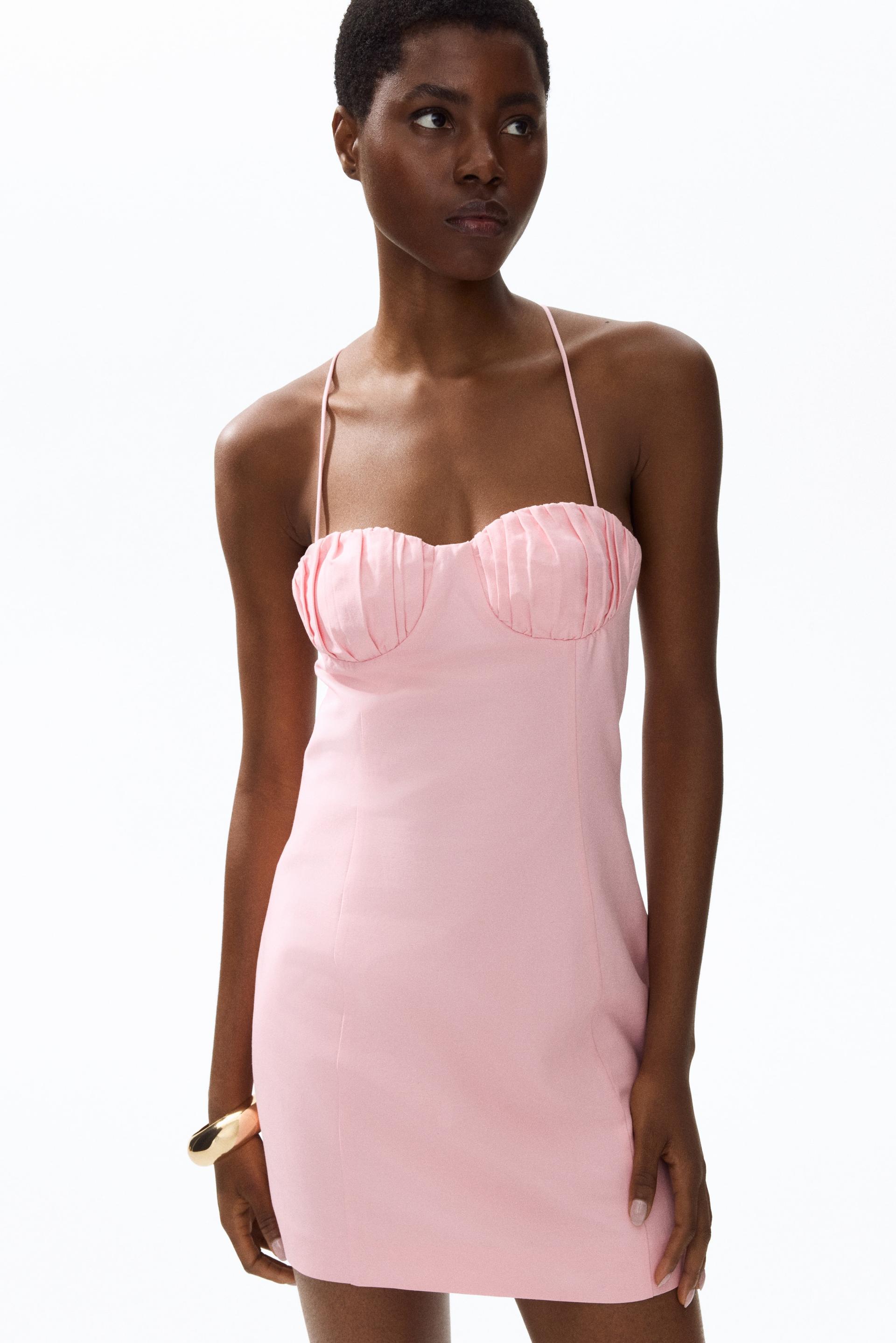 linen-blend strappy dress