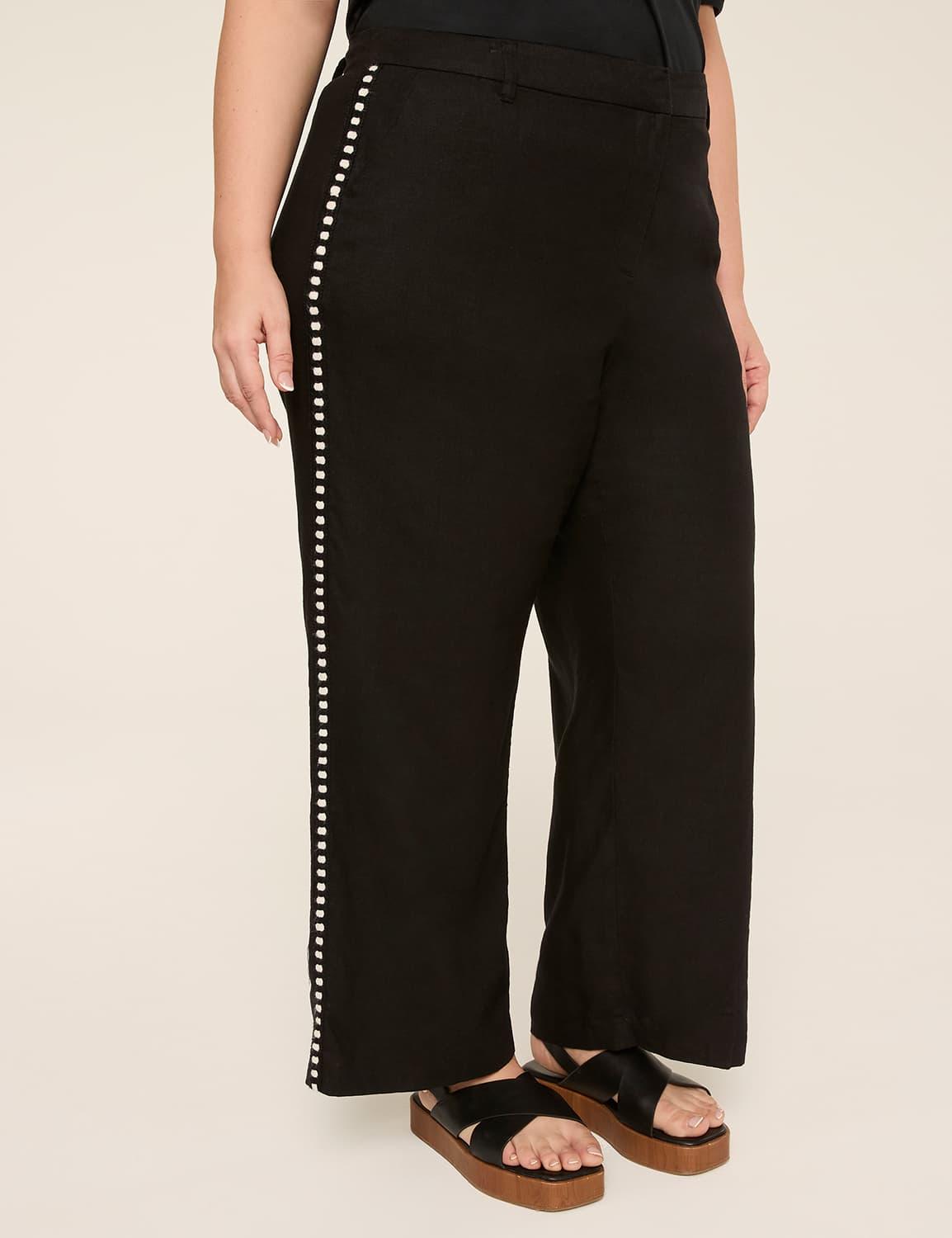 linen-blend wide leg pant