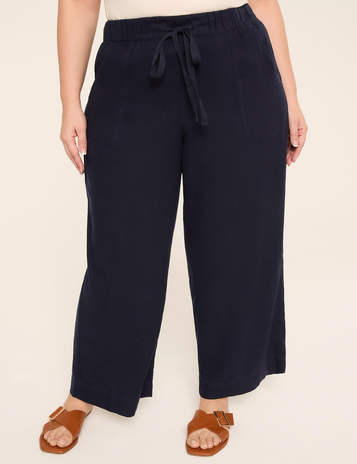 linen-blend wide leg pant