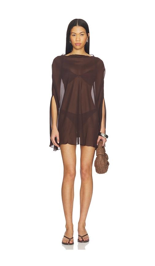 lioness aura poncho in chocolate. - size m (also in s, xxs, xs)