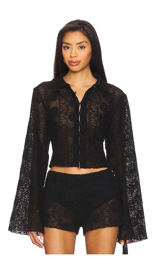 lioness babydoll top in black. - size m (also in xxs, xs)