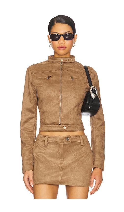 lioness bella moto jacket in brown. - size xl (also in xxxl)