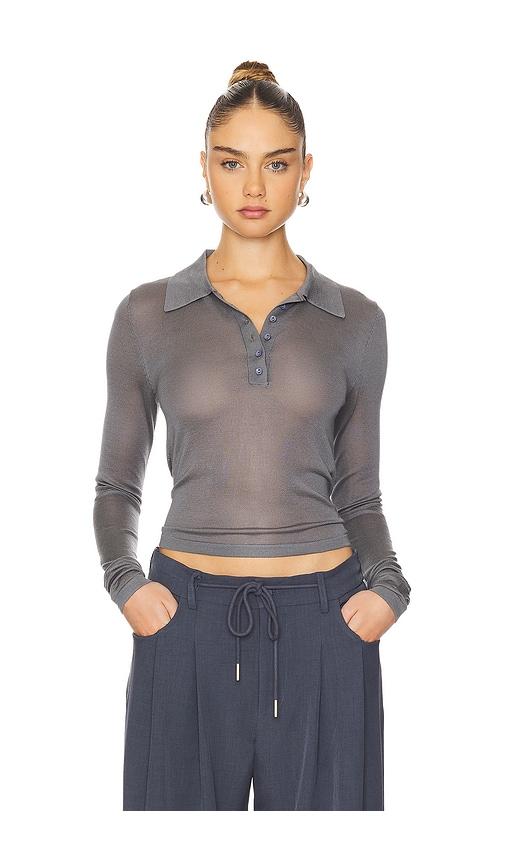 lioness black swan polo in grey. - size l (also in xxs, xs, s, m)
