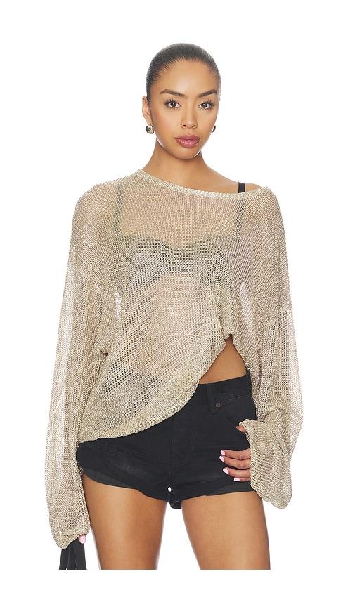 lioness bloom long sleeve top in metallic gold. - size l (also in xxs, xs, s, m)