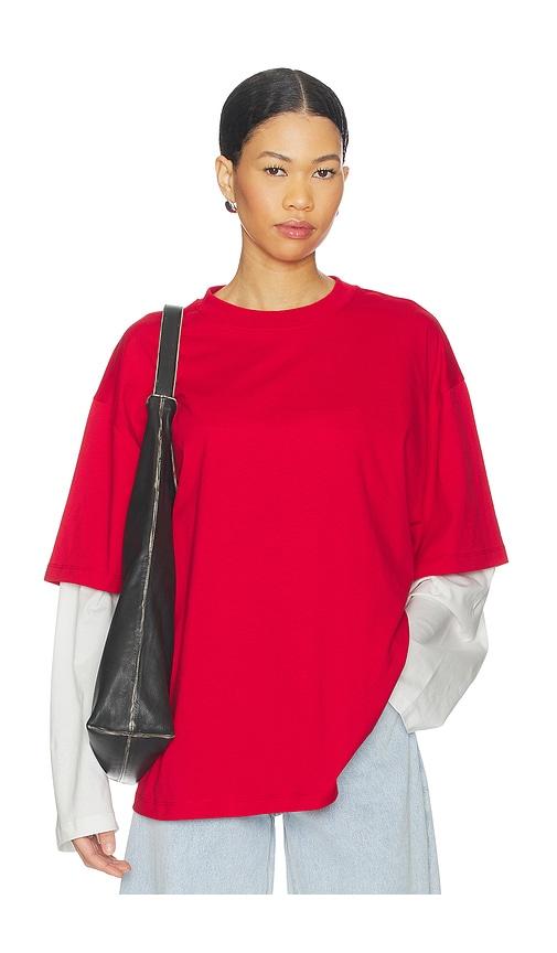 lioness bottega shirt in red,white. - size m (also in s, xs)