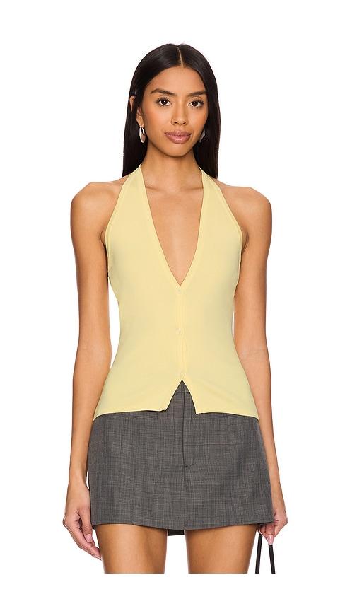 lioness brat halter top in lemon. - size l (also in xl, xxs)
