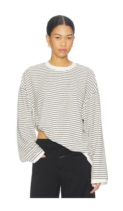 lioness cheri long sleeve top in cream,black. - size l (also in s, xxs, xs, m, xl, xxl)