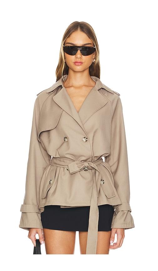 lioness cropped trencherous coat in beige. - size l (also in xxs, xs, s, m, xl, xxl)