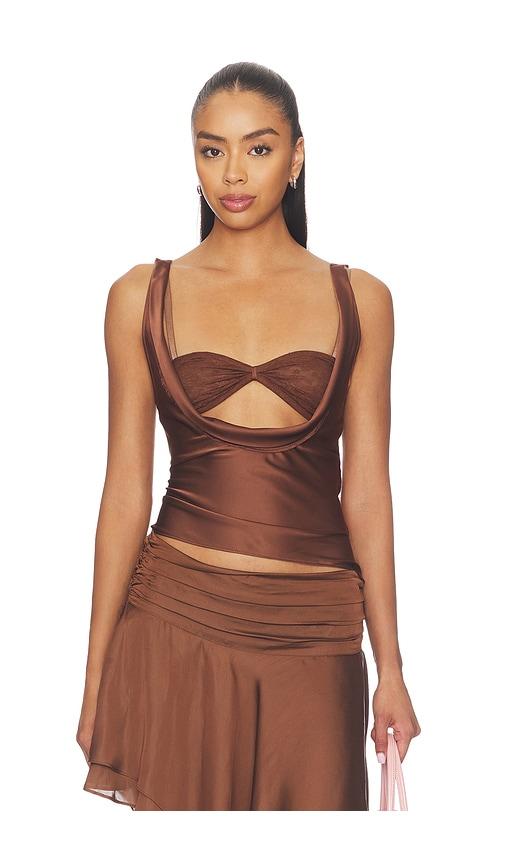 lioness delilah top in chocolate. - size l (also in s, xxs, xs, m, xl)