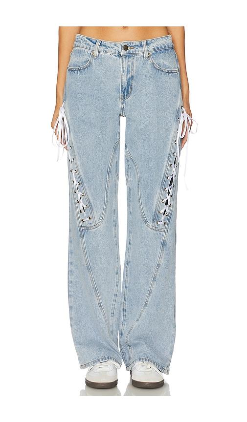 lioness dollhouse jeans in denim-light. - size m (also in xs, xl, xxs)