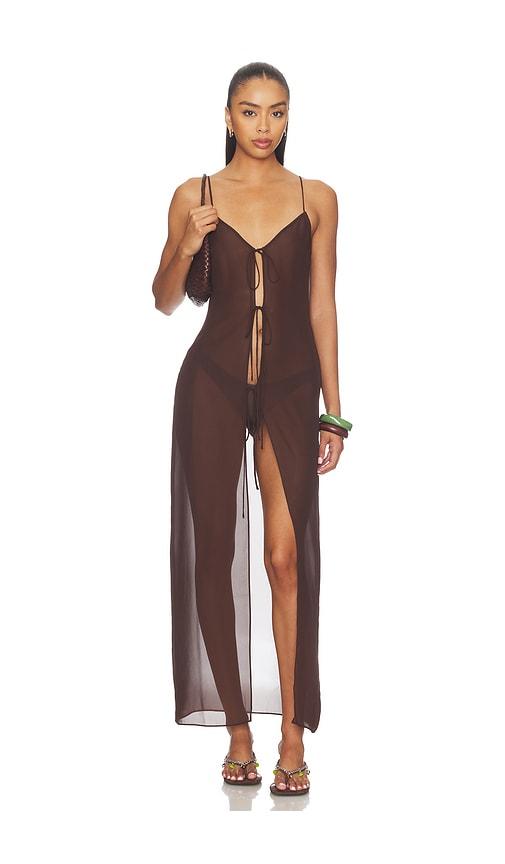 lioness dune maxi dress in chocolate. - size xl (also in xxl)