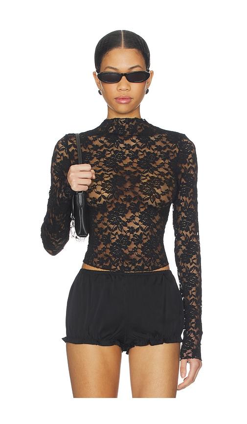 lioness hamptons long sleeve top in black. - size m (also in xxs, xs, s)